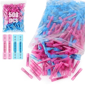 image:imageFrienda 1000 Pcs Heat Shrink Butt Wire Connectors Red Awg 2218 Insulated Waterproof Electrical Wire Connectors Automotive Marine Grade Crimp Terminals Butt Splices for Boats Industrial HomeBluered