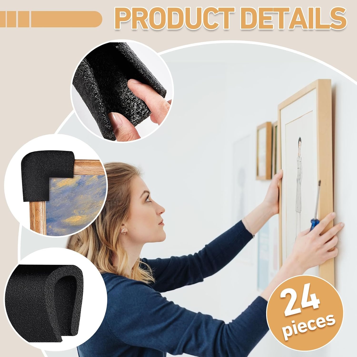 image:imageFrienda 12 Pcs Foam Corner Protectors for Moving TV Picture Packing Boxes  Picture Frame Packing Corners U Shaped Channel Design Easy Installation for Moving Mirror Art 394 x 394 x 138 Inches24