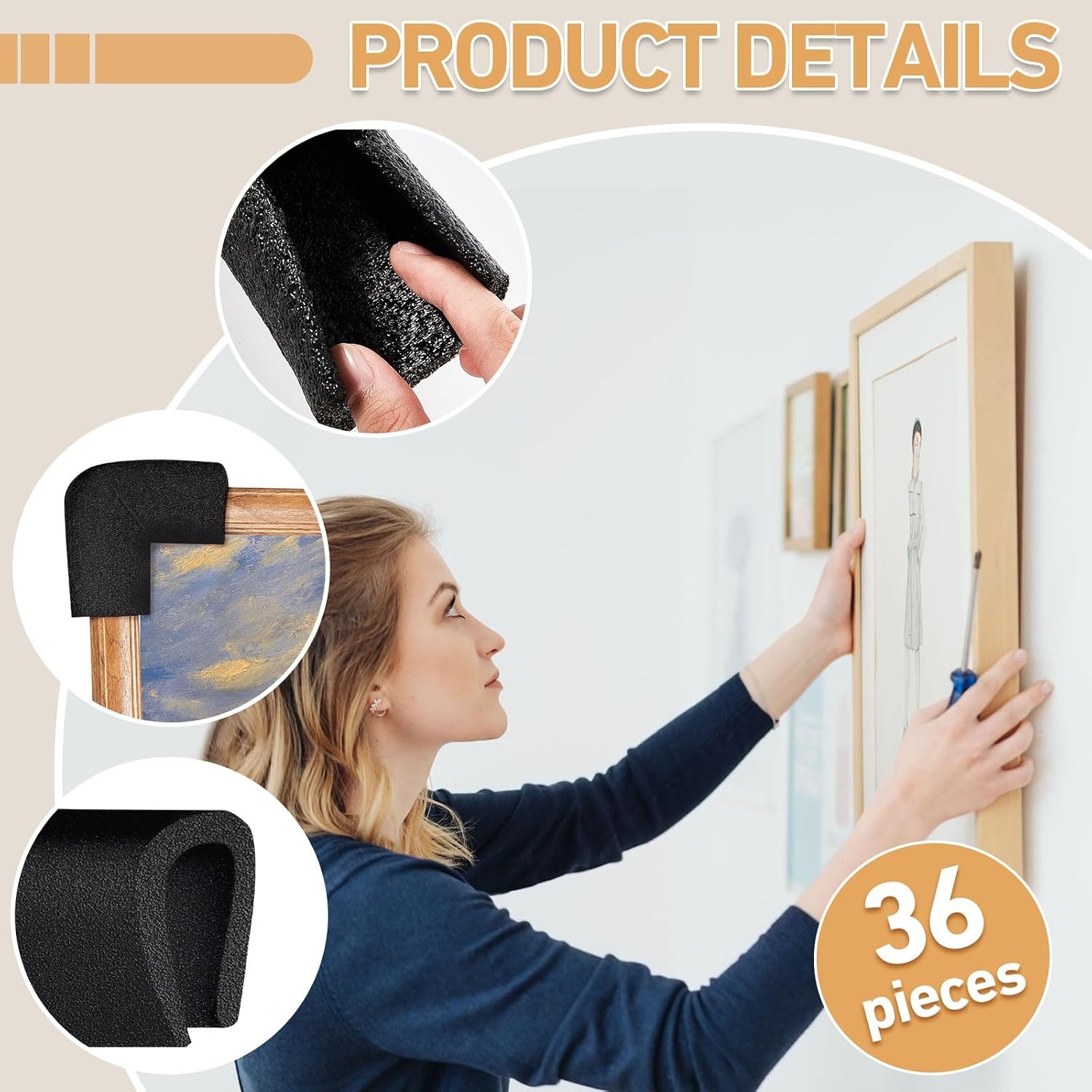 image:imageFrienda 12 Pcs Foam Corner Protectors for Moving TV Picture Packing Boxes  Picture Frame Packing Corners U Shaped Channel Design Easy Installation for Moving Mirror Art 394 x 394 x 138 Inches36