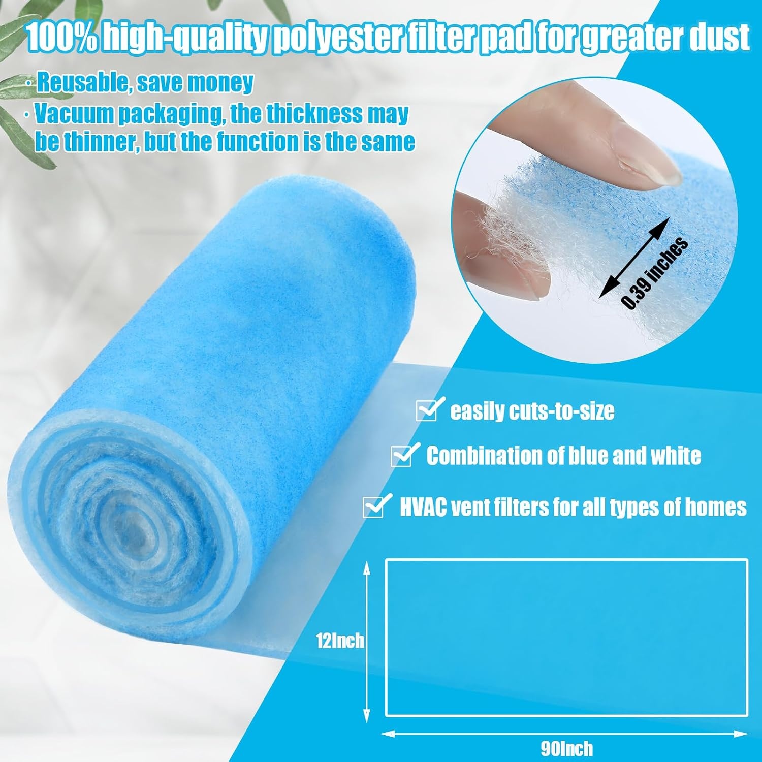 image:imageFrienda 20 x 91 Inch Merv 6 Reusable Air Vent Filter Cut to Size Electrostatic Floor Vent Filter Washable Replacement Compatible with Most Air Conditioning Furnace HVACMERV 8