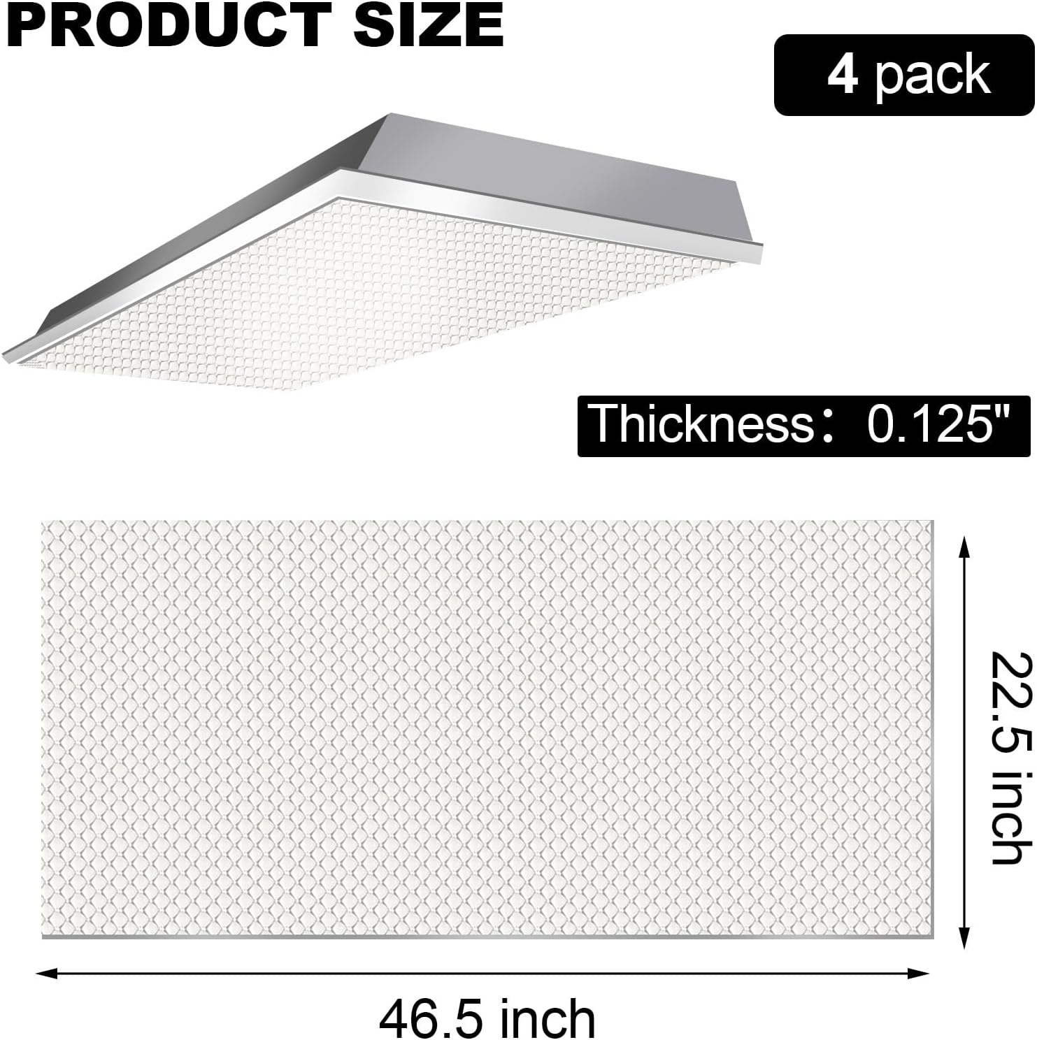 image:imageFrienda 4 Pcs Fluorescent Light Covers for Ceiling Lights Classroom Light Filters Lighting Panel Acrylic Cover Clear Prismatic for Office Hospital Kitchen Home Decor225 x 465 x 012225 x 465 x 012