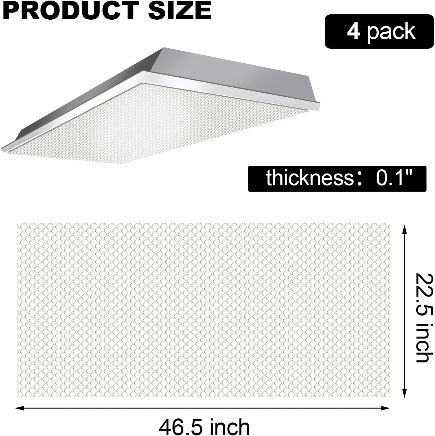 image:imageFrienda 4 Pcs Fluorescent Light Covers for Ceiling Lights Classroom Light Filters Lighting Panel Acrylic Cover Clear Prismatic for Office Hospital Kitchen Home Decor225 x 465 x 012225 x 465x 01