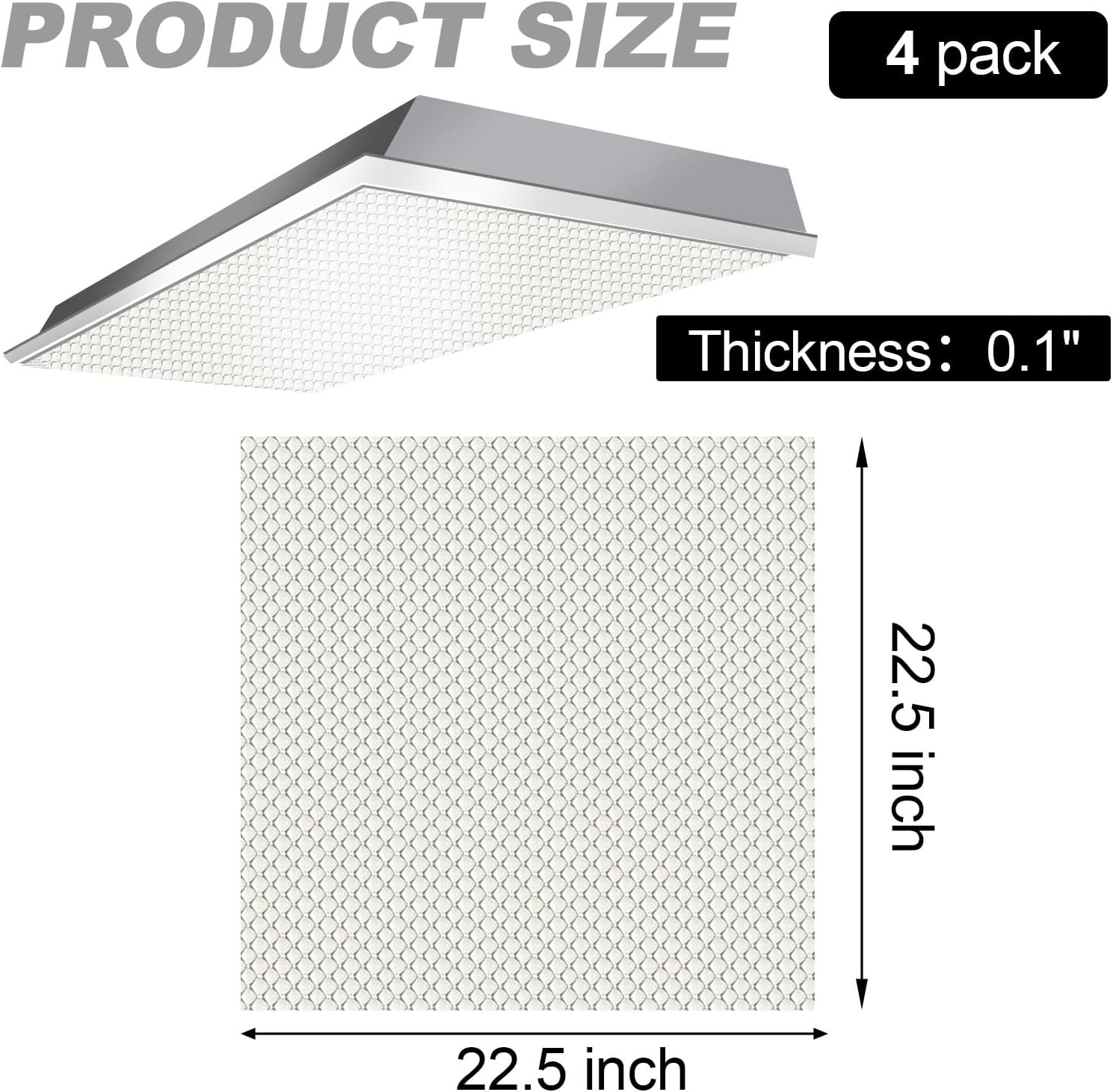 image:imageFrienda 4 Pcs Fluorescent Light Covers for Ceiling Lights Classroom Light Filters Lighting Panel Acrylic Cover Clear Prismatic for Office Hospital Kitchen Home Decor225 x 465 x 012225 x 225 x 01