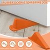 image:imageFrienda 4 Pcs Heavy Duty Rubber Door Stops Wedge StackableBlue  Jumbo 2 Tall TPR Wedge for Carpet Hardwood Concrete Tile Nonslip Stopper Design Stackable for Hotels Homes OfficesOrange