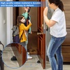 image:imageFrienda 4 Pcs Heavy Duty Rubber Door Stops Wedge StackableBlue  Jumbo 2 Tall TPR Wedge for Carpet Hardwood Concrete Tile Nonslip Stopper Design Stackable for Hotels Homes OfficesBlack