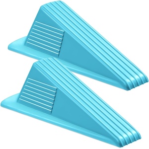 image:imageFrienda 4 Pcs Heavy Duty Rubber Door Stops Wedge StackableBlue  Jumbo 2 Tall TPR Wedge for Carpet Hardwood Concrete Tile Nonslip Stopper Design Stackable for Hotels Homes OfficesBlue