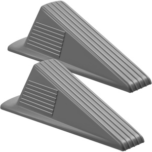 image:imageFrienda 4 Pcs Heavy Duty Rubber Door Stops Wedge StackableBlue  Jumbo 2 Tall TPR Wedge for Carpet Hardwood Concrete Tile Nonslip Stopper Design Stackable for Hotels Homes OfficesGray