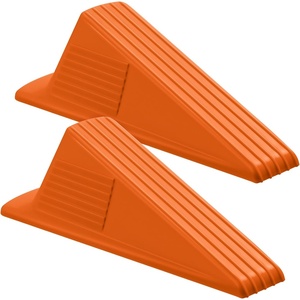 image:imageFrienda 4 Pcs Heavy Duty Rubber Door Stops Wedge StackableBlue  Jumbo 2 Tall TPR Wedge for Carpet Hardwood Concrete Tile Nonslip Stopper Design Stackable for Hotels Homes OfficesOrange