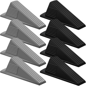image:imageFrienda 4 Pcs Heavy Duty Rubber Door Stops Wedge StackableBlue  Jumbo 2 Tall TPR Wedge for Carpet Hardwood Concrete Tile Nonslip Stopper Design Stackable for Hotels Homes OfficesBlack Gray