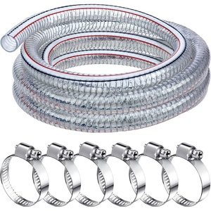 image:imageFrienda Wire Reinforced Flexible Hose with Fasteners 1 Inch ID 10 Ft  Marine Bilge Pump Hose Heavy Duty PVC Vacuum Hoses Clear Flexible Pipe High Pressure Oil Drain Hose Tube Pond Boat Pool10 Ft  112 Inch Id