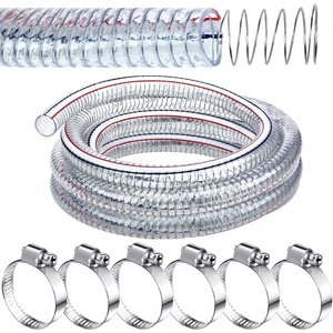 image:imageFrienda Wire Reinforced Flexible Hose with Fasteners 1 Inch ID 10 Ft  Marine Bilge Pump Hose Heavy Duty PVC Vacuum Hoses Clear Flexible Pipe High Pressure Oil Drain Hose Tube Pond Boat Pool10 Ft  114Inch Id