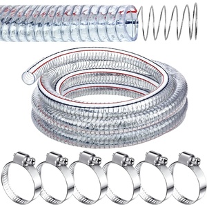 image:imageFrienda Wire Reinforced Flexible Hose with Fasteners 1 Inch ID 10 Ft  Marine Bilge Pump Hose Heavy Duty PVC Vacuum Hoses Clear Flexible Pipe High Pressure Oil Drain Hose Tube Pond Boat Pool10 Ft  1 inch ID