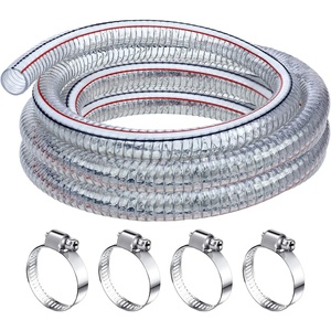 image:imageFrienda Wire Reinforced Flexible Hose with Fasteners 1 Inch ID 10 Ft  Marine Bilge Pump Hose Heavy Duty PVC Vacuum Hoses Clear Flexible Pipe High Pressure Oil Drain Hose Tube Pond Boat Pool66 Ft  112Inch Id
